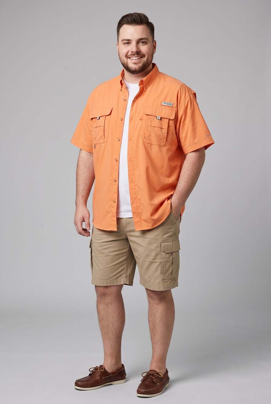 Columbia PFG Bahama II Short Sleeve Fishing Shirt Bright Nectar XL